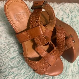 Tan Ankle Strap Wedge